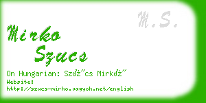 mirko szucs business card